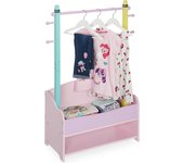 Perchero Burro Infantil, Colgador de Ropa para Niños, 2 Baldas, 100,5 x 71 x 30 cm, Colores Pastel, Multicolor, Madera