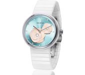 OUPAI 2025 New Arrival Camellia Flower 3D Sculpture Causal and Elegant White Ceramic Watch Woman Quartz Wateproof Art Design Wristwatch Woman