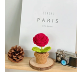 Hand Knitting Potted Plants Hand-woven Rose Sunflower Tulip Crochet Flower Auto Interior Accessories Car Decoration Ornaments