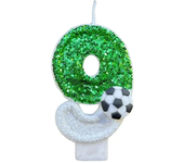 Football Children's Birthday Candles Number 0-9 Green Sparkles Birthday Creative Soccer Candle for Boy Party Cake Top Decoration