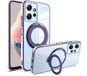 Magnetic Bracket Plating Phone Case For Xiaomi Redmi Note 12 11 Clear TPU Cover For Xiaomi Mi 12T 11T 12C 10C Mi 13 Pro Lite 9A