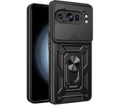 Phone Case for Google Pixel 9 Pro XL With Slide Camera Lens Cover Shockproof Armor Kickstand Case
