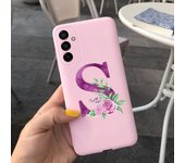 For Samsung Galaxy M23 5G Case Letter A To Z Liquid Silicone Luxury Phone Case For Samsung M23 SM-M236B Soft Matte Back Cover