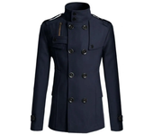 Abrigo hombre, lana, cortavientos, doble botonadura, negocios, invierno