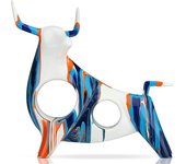 Resin painted bull statue, abstract home animal decoration, bull sculpture colorful hollow decorations