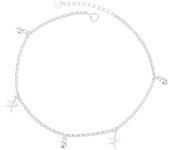 Pure Starfish Round Bead Anklet Autumn New Beach Sterling Silver Foot Jewelry Simple Ocean Fashion Versatile Fresh