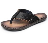 Casual Men's Flip-Flops Comfort Leather Beach Walking Slippers