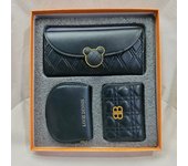 2024 New Vintage Purse Ladies Large Capacity d buckle Multi-card Multi-function triple Fold Handheld Bag 3-piece gift Box for the holidays