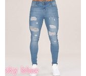 Tattered pipe pants embroidered with men's jeans