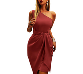 Party ds solid color sleeveless shoulder printed with irregular straps