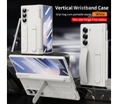 For Samsung Z Fold 6 Luxury Vertical Wristband Phone Case with Integrated Stand and Glass Front Film
