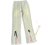 Men's and Women's Denim Wide Leg Pants, Fashionable Casual Pants with Pockets, Flared Pants