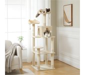 Árbol para Gatos Torre de Gatos de 160 cm de Altura con Poste 2 Plataformas Cuevas Cesta Pompón Rascador Multinivel para Gatos