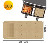 100 Pcs Rectangle Air Fryer Disposable Baking Paper Liner Tray Vegetable Oven Paper for Airfryer 20cm Without Oil Accessories