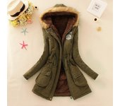 Chaqueta de algodón acolchada para mujer, abrigo informal ajustado con capucha, Parkas acolchadas, abrigo cálido, otoño e invierno, novedad de 2025