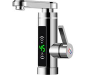 Grifo eléctrico de 3000 W con calentador de agua de 25 – 60 ℃, grifo de agua caliente instantáneo eléctrico (color blanco)