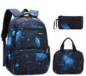 School Backpacks for Primary School Boys Set of 3 Nylon Backpack for Teenagers Lunch Bag Pencil Case