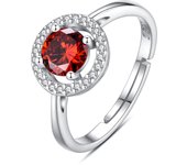 Eudora 100% 925 Sterling Silver Birthstone Adjustable Ring January to December Opened Ring Birthday Gift for Girl Couples Friend