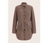 Plus Size Women's Vintage Shirt Fine Plaid Lapel Commuter Teacher Formal Suit Suitable for Ages 30~50 LOOSE FIT