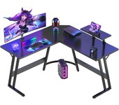 Escritorio Gaming de Esquina,130 x 130cm,Escritorio Gamer en Forma de L con Soporte de Monitor, para Estudio,Oficina,Gaming,Dormitorio(Carbono Negro)