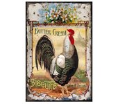 Hen Rooster Egg Coop Vintage Plate Decoration Home Decor Tin Poster for Farmer New Year Wall Art Metal Sign
