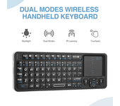 Mini Teclado Bluetooth Rii K06, Teclado inalámbrico retroiluminado de 2,4 GHz con panel táctil de aprendizaje IR, Android TV Box, Mac, Laptop, Windows