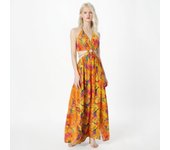 Women's Floral Print Chain Decor Split Thigh Tie Back Cami Dress, Casual Ring Linked Halter Backless Maxi Dress for Beach Holiday Vacation, Dresses for Women, Ladies Summer Clothes