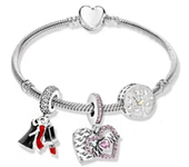Pulsera del Día de San Valentín para mujer, abalorio europeo adecuado para Pandora, joyería de marca DIY
