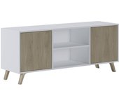 Mueble de TV para Salón | 57 x 140 x 40 cm | Indicado para TV de 32/40/50/55/60" | Modelo Wind 140 | Gris | 2 Puertas Abatibles Color Puccini