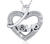 Eudora Real 925 Sterling silver Luxurious heart pendant for women girl pure zircon Rose Neckalce Valentine's Day Jewelry Gifts