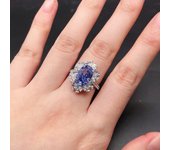 High Carbon Diamond 925 Sterling Silver Platinum Plated PT950 Women's 4.5 Carat Sapphire Ring Diamond Ring