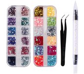 Nail Art Rhinestone Decoration Set With Curved Black Tweezer White Dual-ended  Silicone Sculpture Pen For Nail Art Tools