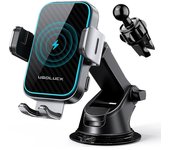 Cargador de Coche Inalámbrico de 15W Luces Traseras RGB Soporte de Montaje para Teléfono de Coche