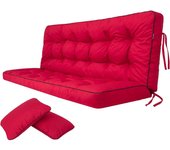 Cojines Blandos de Asiento y Respaldo para Tumbonas, Bancos de Jardín, Columpios de Patio, Suelo - Impermeables con Diseño Acolchado y Correas - 100 cm - Beige