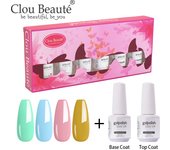 Clou Beaute 8ml Gift Set Kit UV LED Gel Varnish Soak Off Nail Art Gel Nail Polish Pure Nail Color Base Coat No Wipe Top Coat