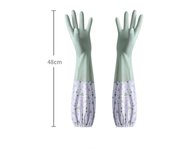 Latex Rubber Dish Washing Gloves Elastic Cuffs Velvet Winter Cleaning Gloves Long Sleeve Waterproof Housework Gloves