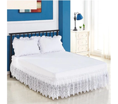 Top Selling Nice Eleagnt Jacquard Craft Stereoscopic Lace Floral Ruffles Bed Skirt With Strong Elastic Belt -15 Inch High