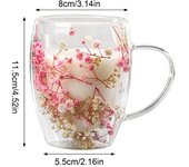 Rellenos Flores secas Taza de vidrio de doble pared Con Mango Té resistente al calor Tazas de café Taza de leche espresso Regalo creativo 350ml