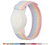 AirTag Bracelet for Kids, Apple Air Tag Protective Cover with Nylon Wristband, Anti Lost GPS Trackers Case Cover Elastic Watch Band for Toddlers Girls Boys Elders (Blue)