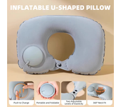 Almohada de viaje inflable en forma de U, cojín de soporte de aire portátil para el cuello, cómoda prensa para dormir para inflar, almohada para el cuello