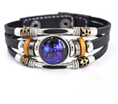 Pulsera de cuero luminosa de doce constelaciones, pulsera de cuero con cuentas multicapa Retro, regalos de joyería para hombres, mujeres y parejas