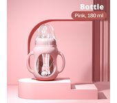 Botella de Bebe de Vidrio with Use Doble y Tapete de Silicona para Niños y Bebés Material de Vidrio PP Estilo Natural y Ancho
