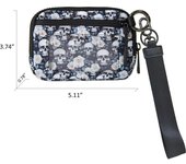 Women's Keychain The Iris Waterproof Nylon Wallet Pouch Wristlet Zip Card Case with Clear ID Window