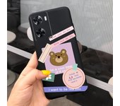 For Oppo A96 4G Cases 6.59 inch Liquid Silicone Matte Candy Phone Cases Cover Oppo A96 5G CPH2333 A 96 Flower Girl Bear Painting