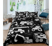 Construction Vehicles Boys Excavator Duvet Cover Yellow Tractor Truck Bedding Set for Teens Child Old Retro Car Theme Room Decor