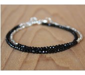 Black Tourmaline Bracelet with Karen Hill  October Birthstone Genuine Gemstone Beaded Crystal Bracelet Black Dainty Bracelet