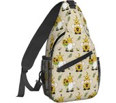 Gnomes Bees And Sunflowers Sling Backpack Chest Bag Crossbody Shoulder Bag Gym Cycling Travel Hiking Daypack For Men Women Multicolor 4