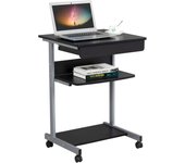 Mesa Ordenador con Ruedas Escritorios Ordenador Pequeña con Bandeja de Teclado Mesa Gaming con Cajón para Estudio,Espacio Límite Negro 79,5x56x51cm Roble Claro
