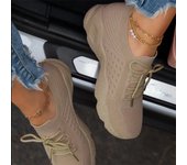 Zapatillas de deporte informales con cordones para Mujer, zapatos vulcanizados con plataforma, de malla transpirable