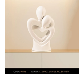 Silver Heart In Heart Sculpture Abstract Ceramic Electroplating Lover Figure Hug People Statue Bust Wedding Gift Home Decoration